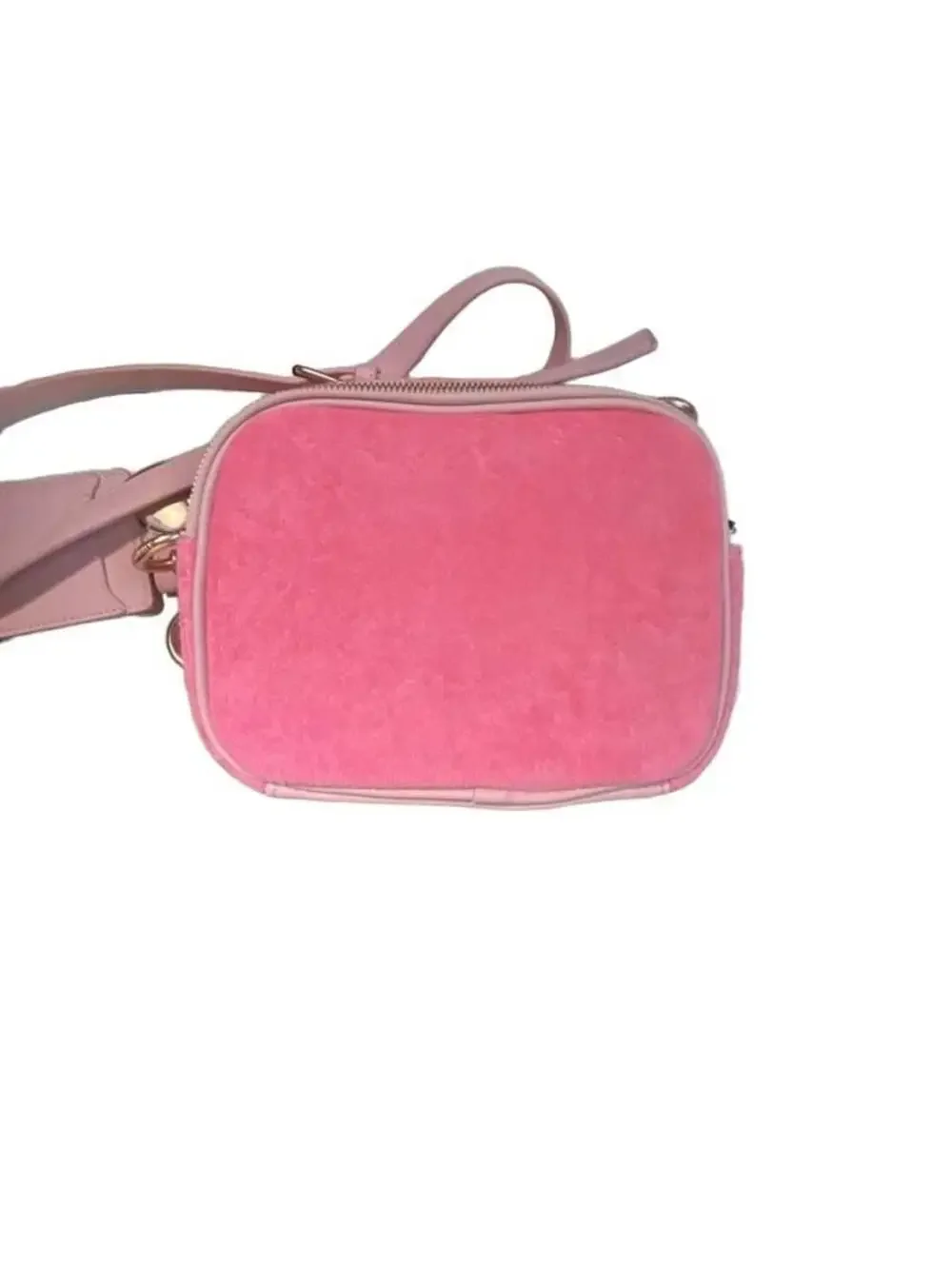 Juicy Couture Lovers Club Camera Crossbody Pink Velour Purse with Card Holder